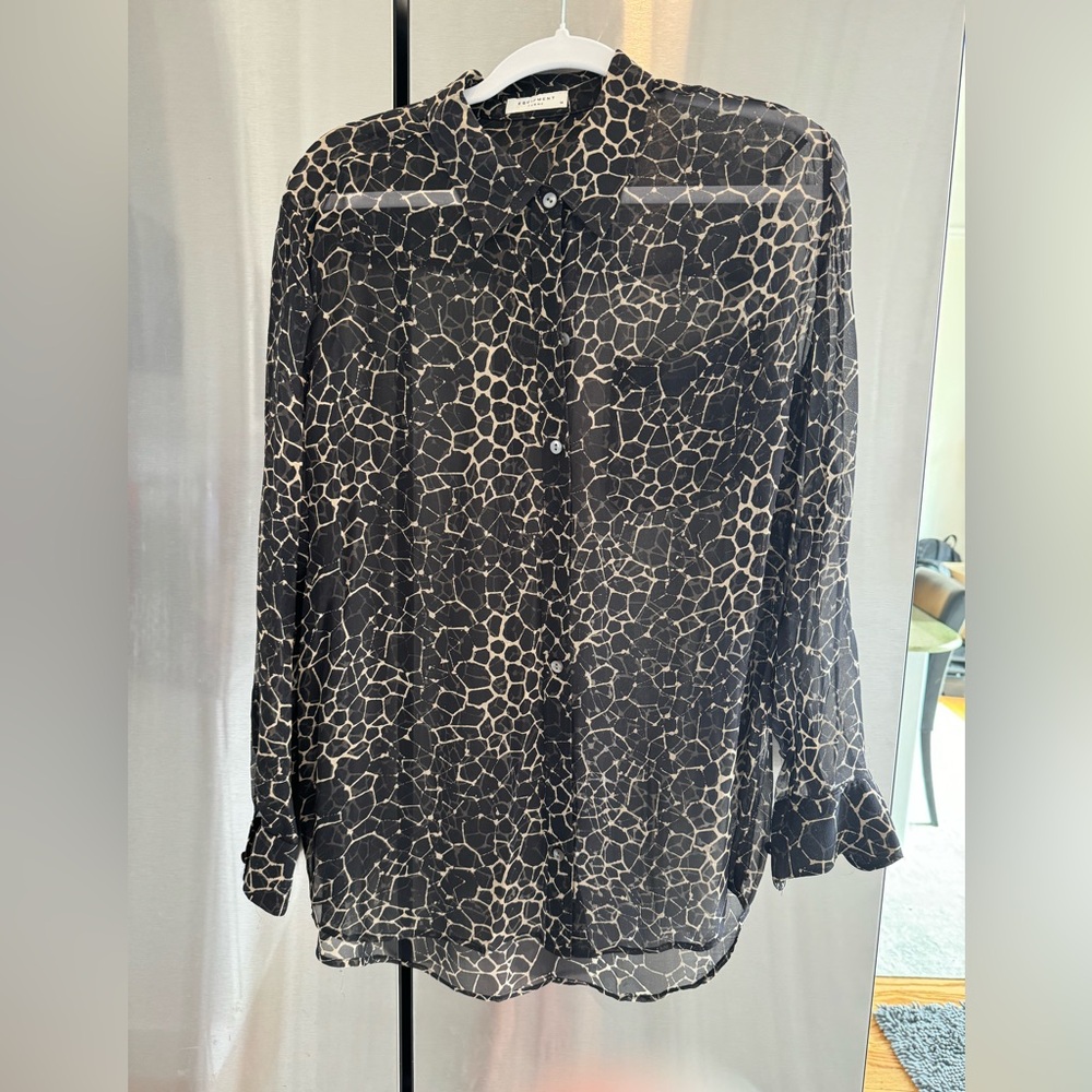 Equipment Animal Print Sheer Silk Top